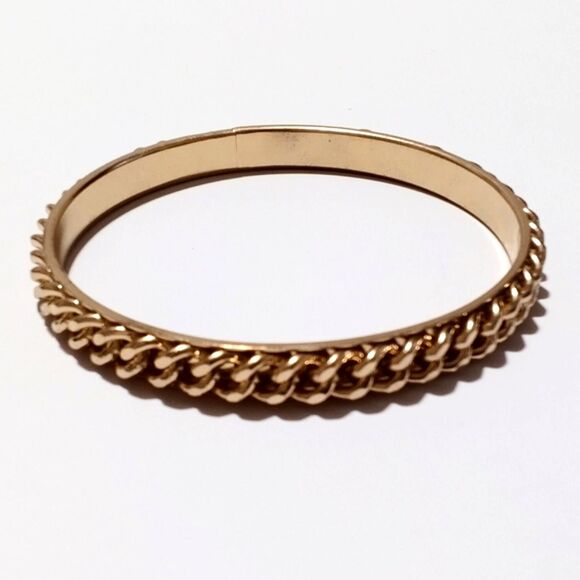 Vintage Gold Tone Chain Link Design Bangle Bracelet - Picture 1 of 4